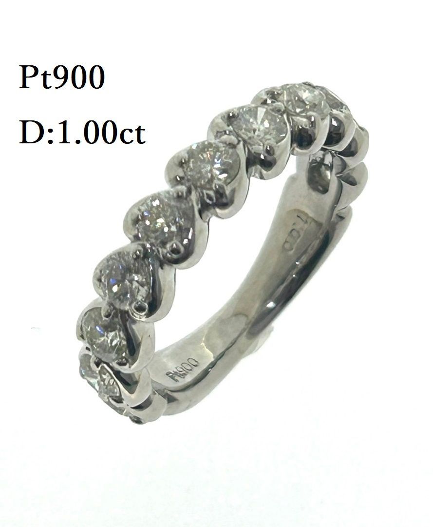 新品仕上済み Pt900 天然 ダイヤモンド リング D:1.00ct ハーフ 