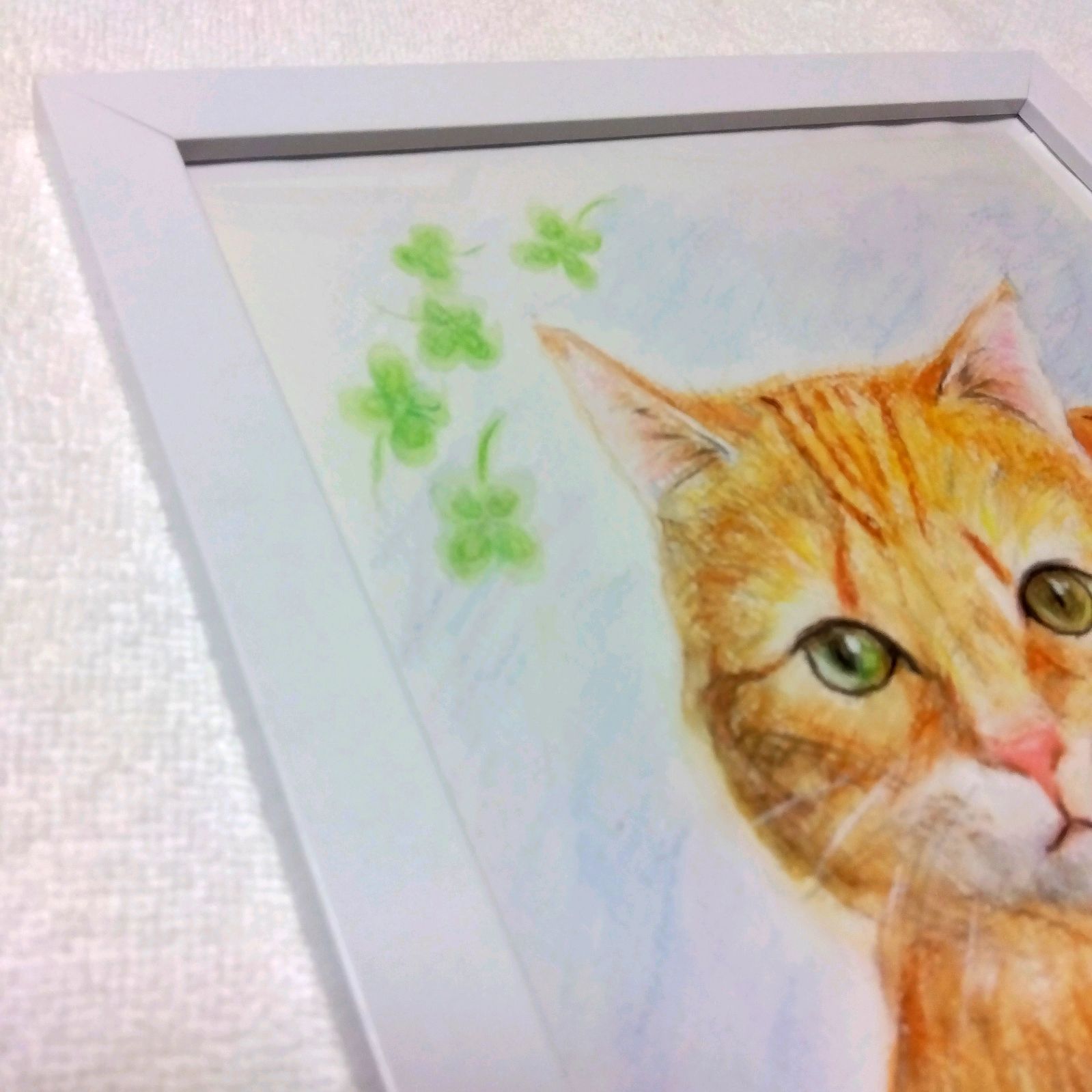猫 絵画 子猫 イラスト 水彩色鉛筆 油彩色鉛筆 原画 キジトラ猫ちゃん 