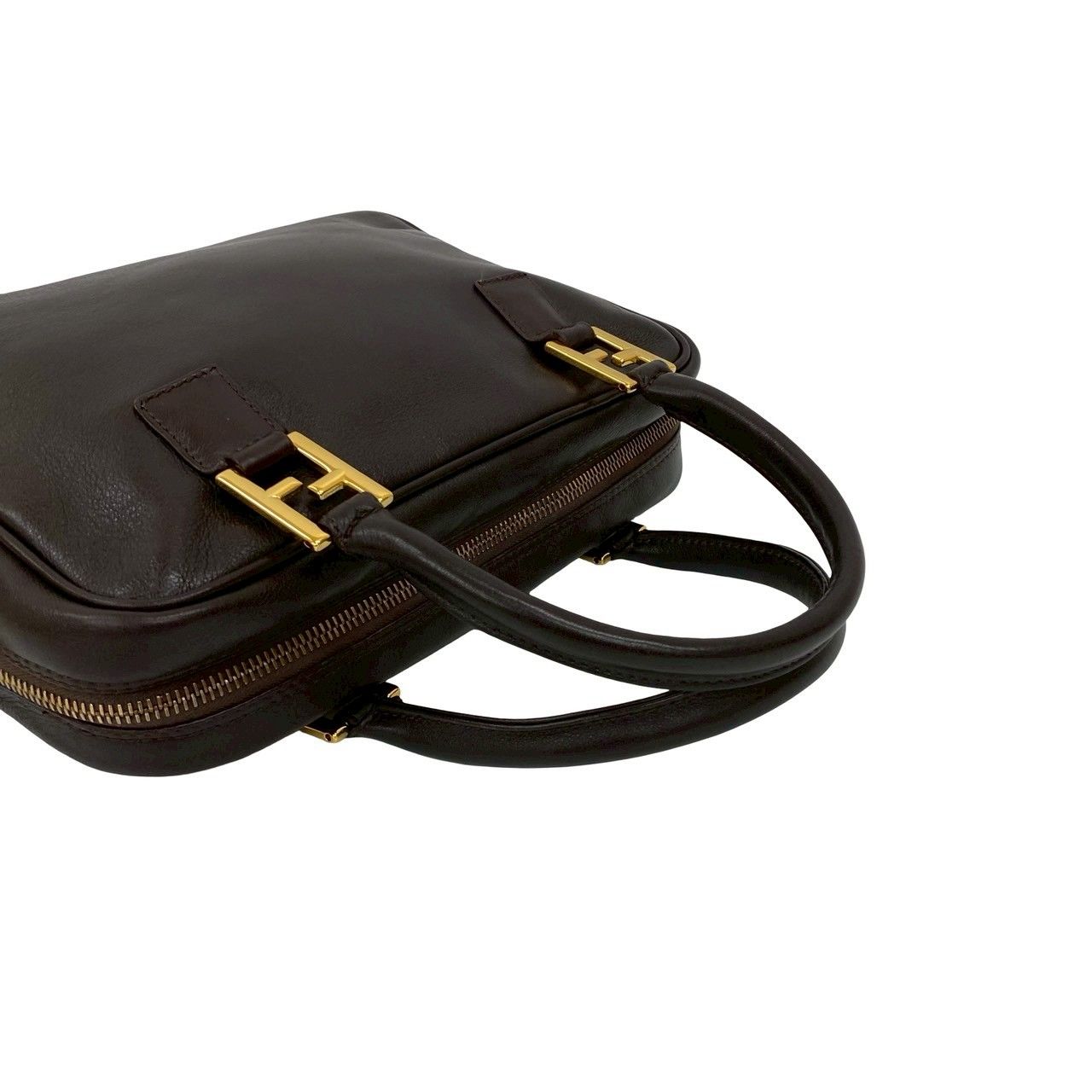 極美品✨ FENDI フェンディ FFロゴ ハンドバッグ オールレザー 本革 極 美品 FENDI フェンディ ヴィンテージ FF ロゴ 金具 レザー