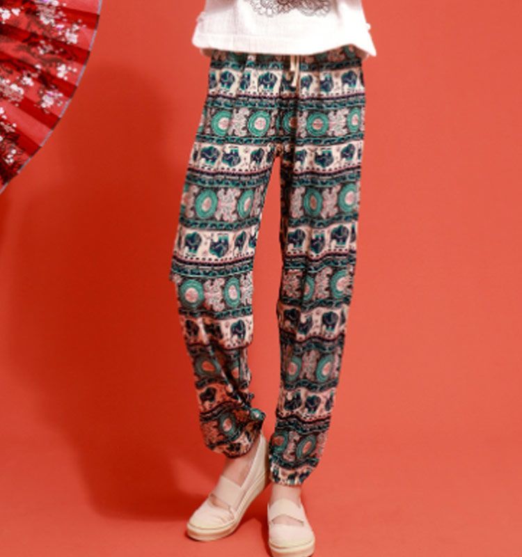 アラジンパンツ エスニック メンズ タイパンツ かわいい ゾウ柄