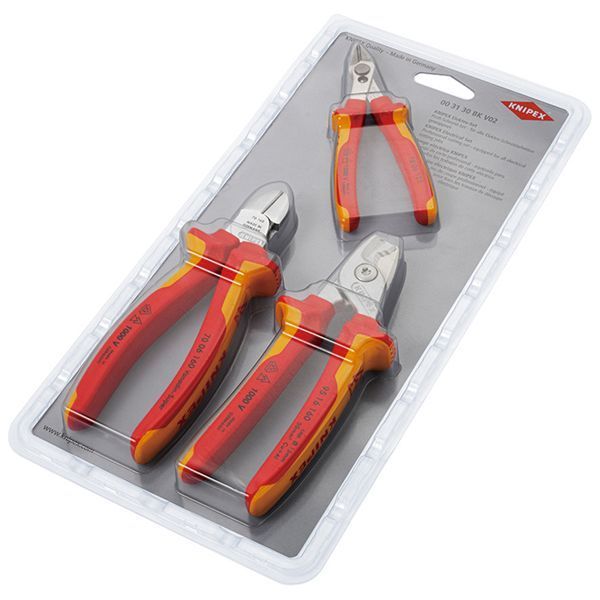 KNIPEX クニペックス 1000V絶縁カッティングセット 3本組 パック入 003130BKV02