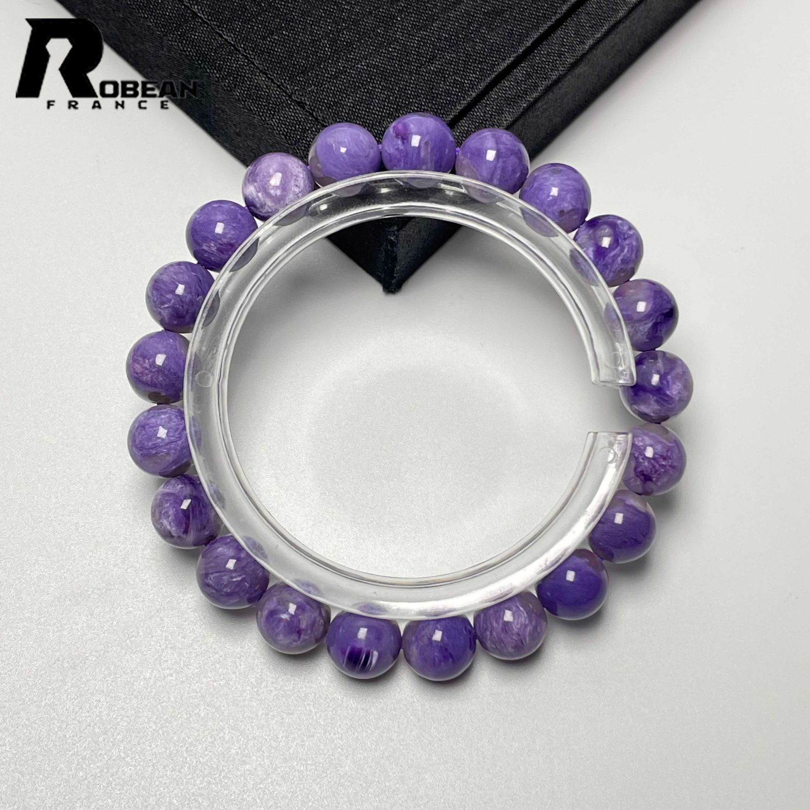 上級 EU製 定価9万円 ROBEAN チャロアイト パワーストーン ブレスレット 天然石 紫水晶 夢色 ギフト プレゼント 9.3-9.8mm L0324295