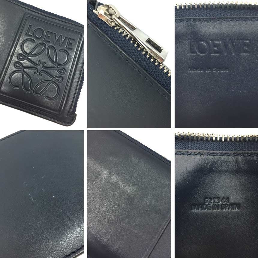 【美品・正規品】ロエベ コインケース アナグラム パズル レザー ネイビー LOEWE ロエベ パズル アナグラム コインケース カード入れ 小銭