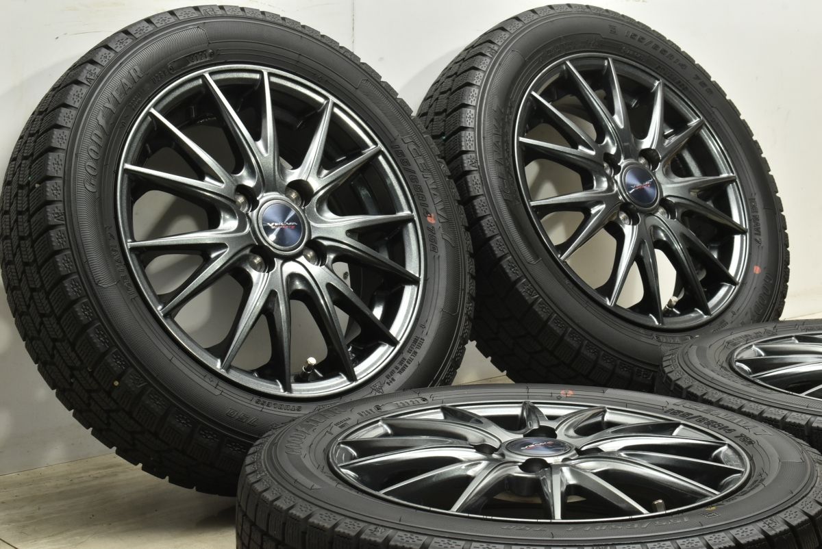 スタッドレス ヴェルヴァ 14in 4.5J 45 PCD100 グッドイヤー アイスナビ7 155 65R14 ワゴンR アルト タント ムーブ N-ONE N-BOX N-WGN
