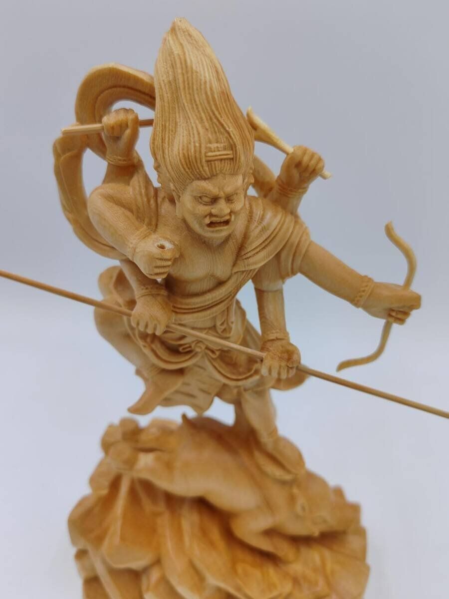 摩利支天 仏像 桧木製 木彫り 高さ21cm 守護神 仏間 仏壇 木彫り仏像