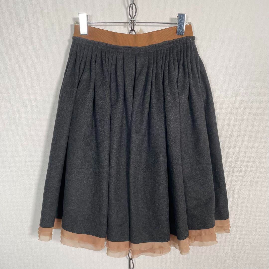ルーマニア製 00s D-G フリルスカート フェアリーグランジ シルクカシミヤ ドルチェアンドガッバーナ サイズ38 グレー系