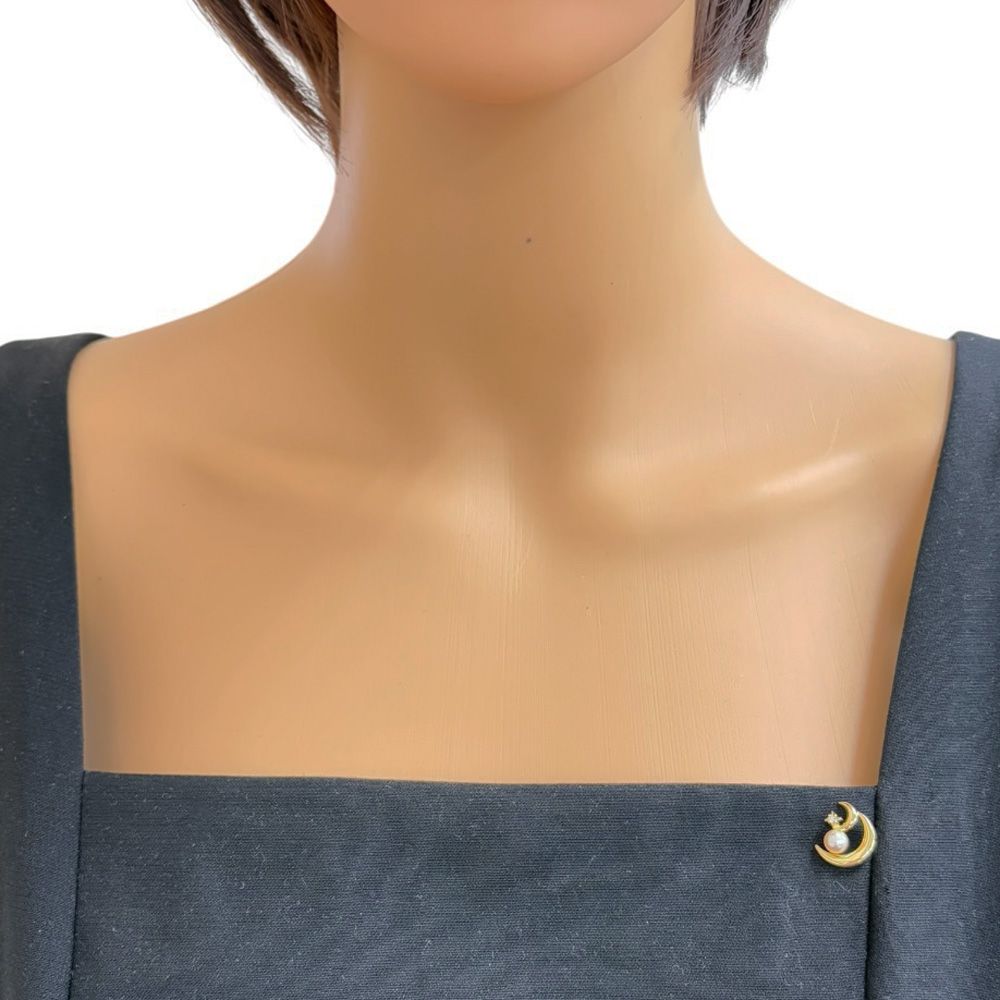 ミキモト ブローチ 18金 K18イエローゴールド ダイヤモンド レディース MIKIMOTO ミキモト