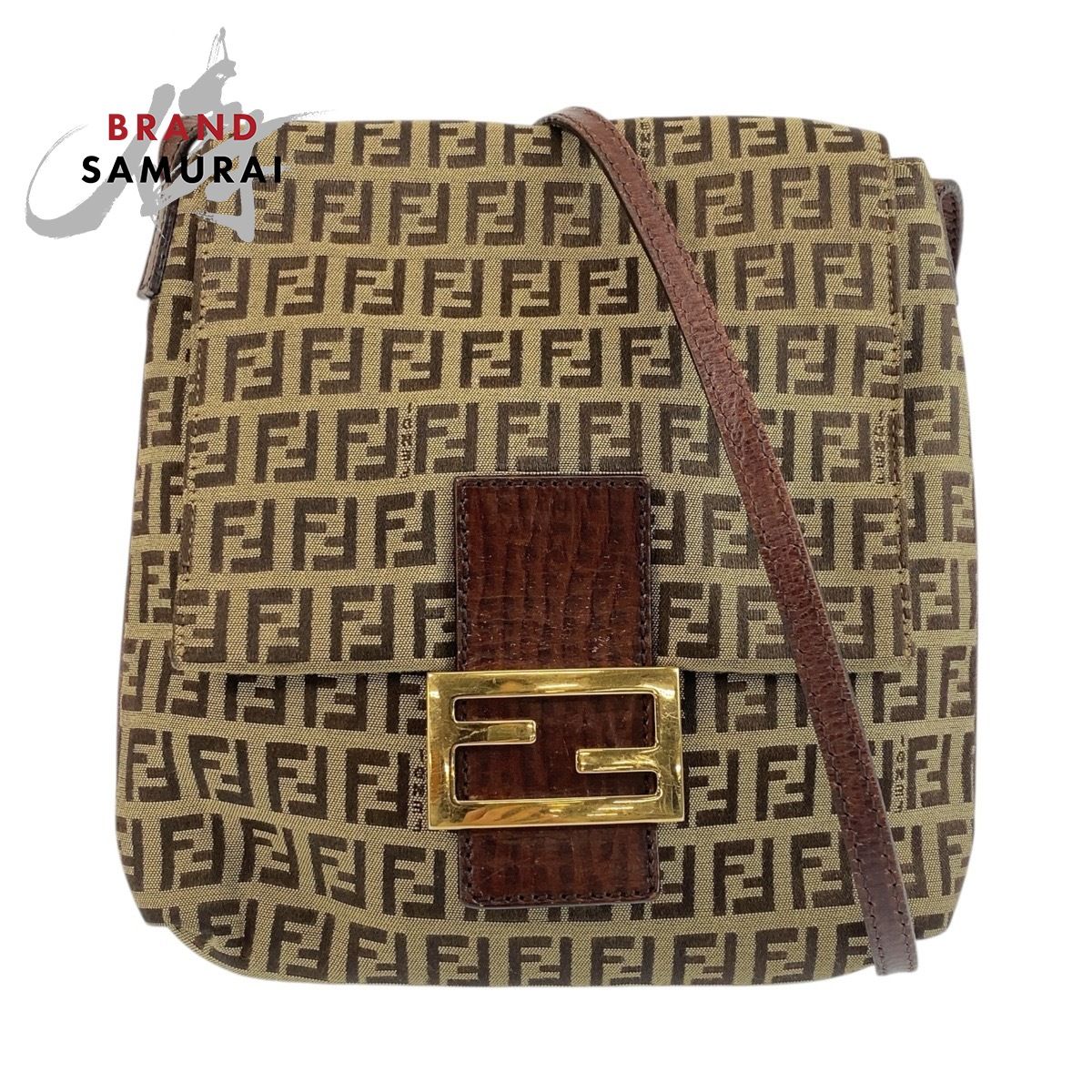 FENDI フェンディ ズッキーノ ベージュ ブラウン ゴールド金具 