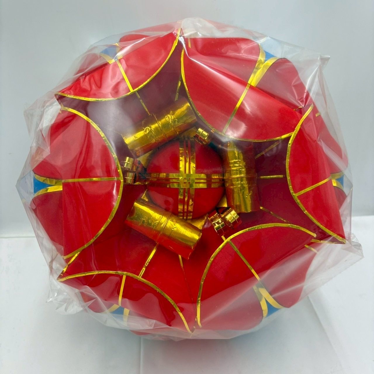 手作り伝統工芸品 花笠 直径36cm 赤×金×青 民族舞踊|祭り|演舞用 和装飾 小道具