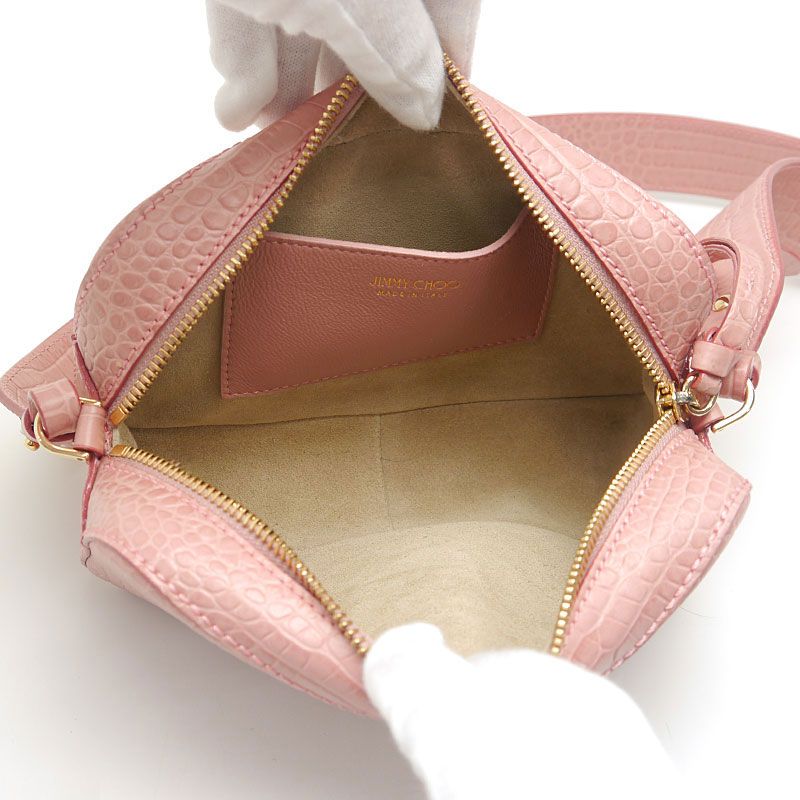 ジミーチュウ JIMMY CHOO ロゴ クロコ型押し ショルダー バッグ