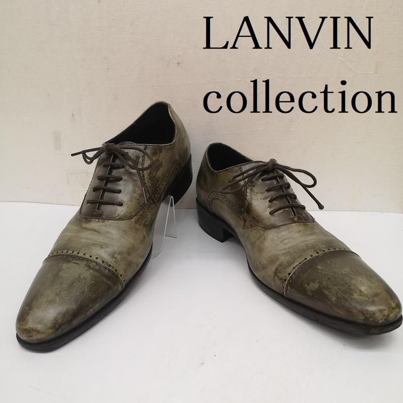【美品 LANVIN COLLECTION ランバン ブラウン ストレートチップ ランバンコレクション LANVIN COLLECTION 内羽根ストレート