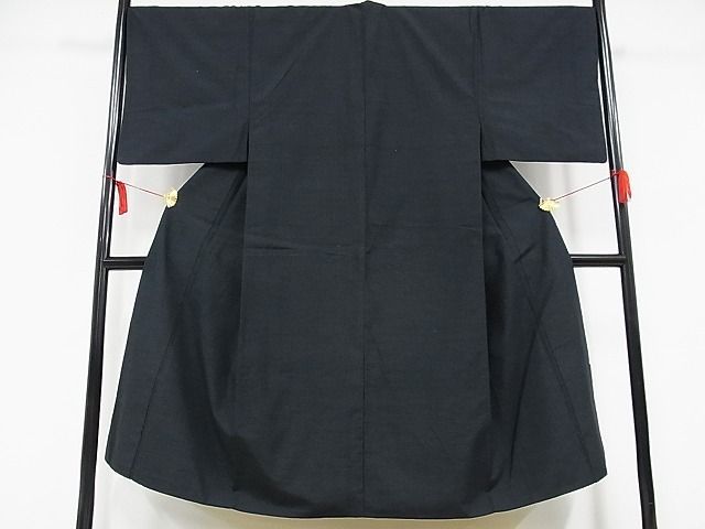 平和屋-こころ店男性　紬　色無地　青褐色　正絹　逸品　AAAF2012Bzg