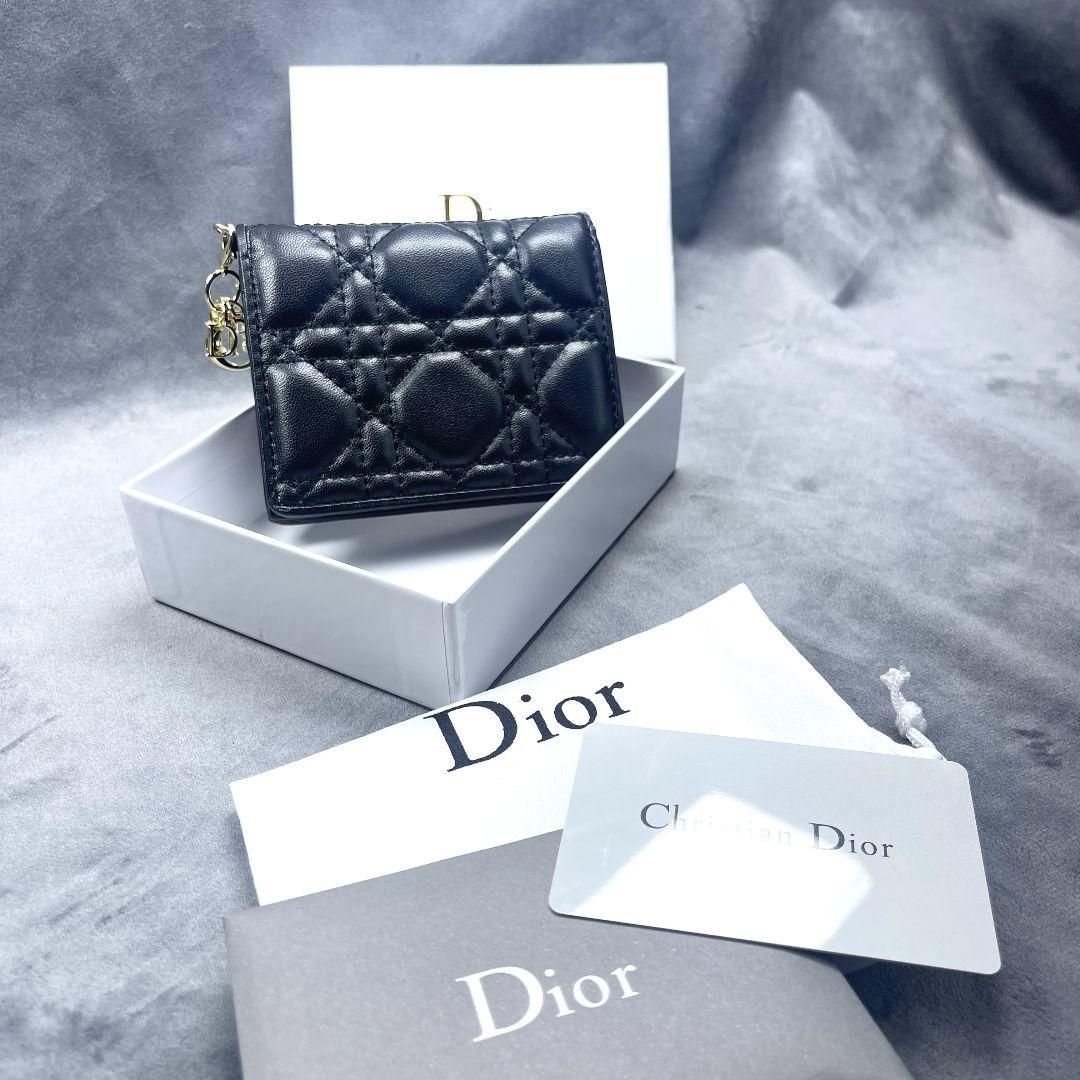 LADY DIOR ロータスウォレット 二つ折り財布 黒 - メルカリ