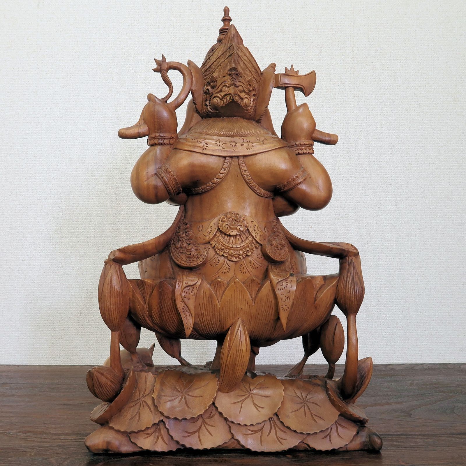 ガネーシャ像　木製　木彫り　大型　約45.5cm　アジアン　仏像　ガネーシャ ガネーシャ像 木製 木彫り 大型 約45.5cm アジアン 仏像 ガネーシャ