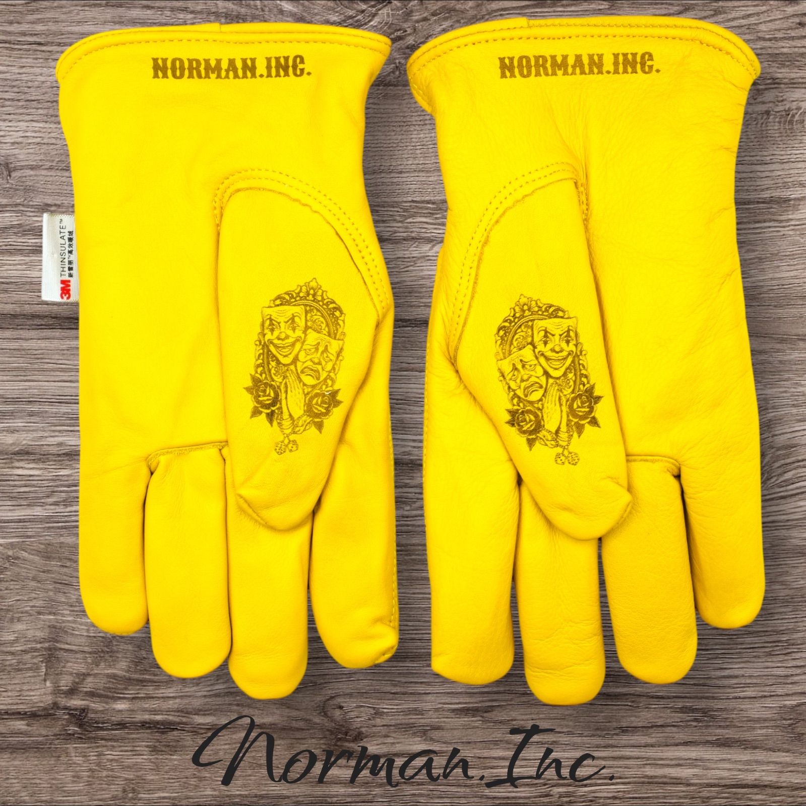 牛革 冬用 保温綿 裏起毛 レザーグローブ アメリカン バイク ハーレー カスタム タトゥー 手袋 キャンプ DIY カスタムグローブ 3M ツーリング M L XLサイズ