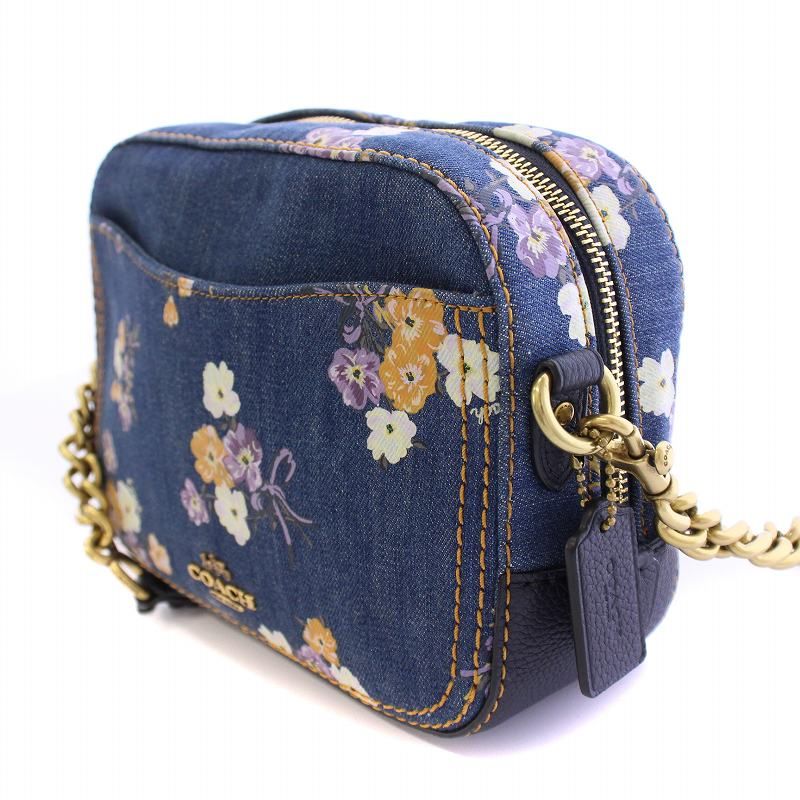 コーチ COACH ショルダーバッグ カメラバッグ チェーン デニム ロゴ