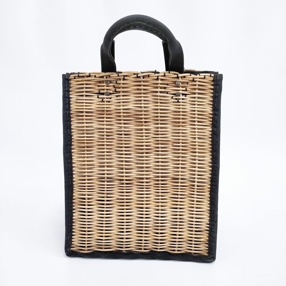 【美品】ebagos  ミニバケツ型　カゴバッグ　紅藤×牛革 新作モデル エバゴス EBAGOS 紅籐 かごバッグ カゴバック
