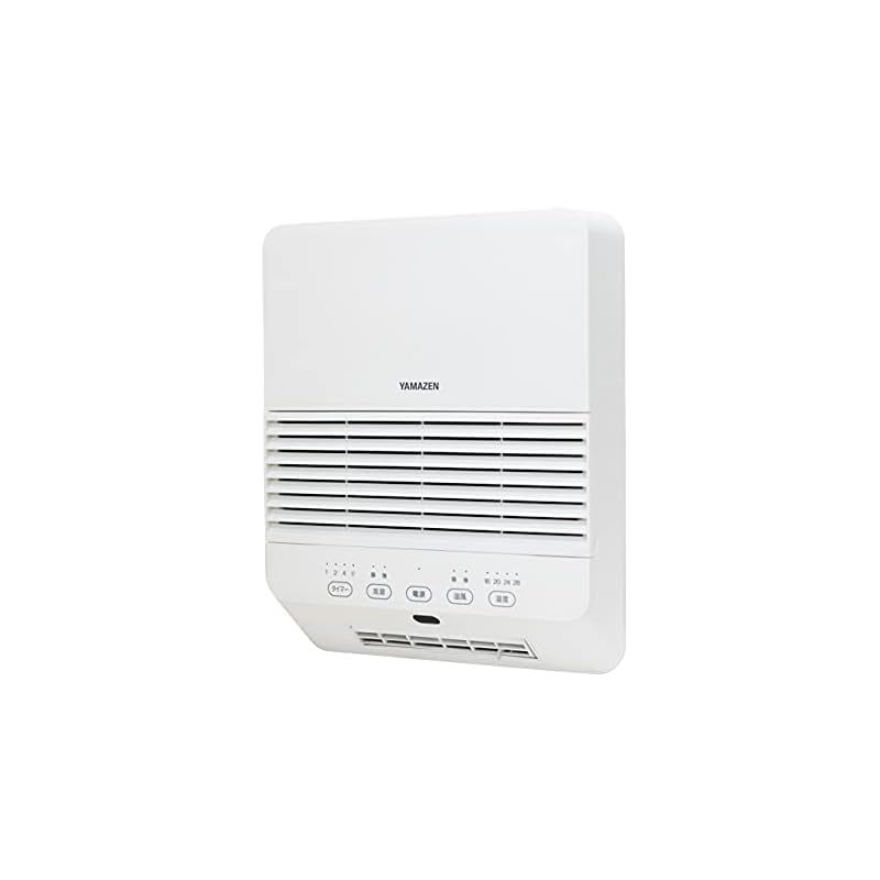 山善 大風量 セラミックヒーター 壁掛タイプ 温度センサー 1200|600W 2段階切替 風量2段階調節 切タイマー 最大6時間 8時間オートオフ機能 リモコン付き ホワイト DFX-RK121 W 1