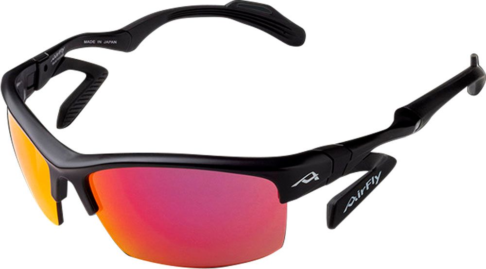 エアフライ Airfly 鼻パッドのないスポーツサングラス AF-303 C-1 BLACK MATT ブラックマット 反射防止コート 可視光線透過率21 UVカット率99以上 女性 AF303C1 フレーム|ブラックマット