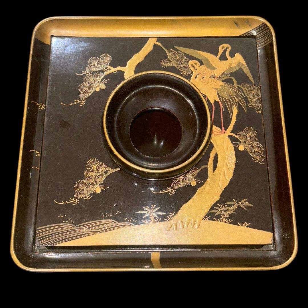 老松鶴紋 三ツ組盃