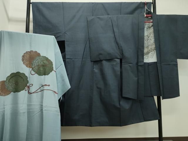 平和屋着物●男性 本場大島紬 アンサンブル 長襦袢セット 100亀甲 正絹 CAAX5911gh