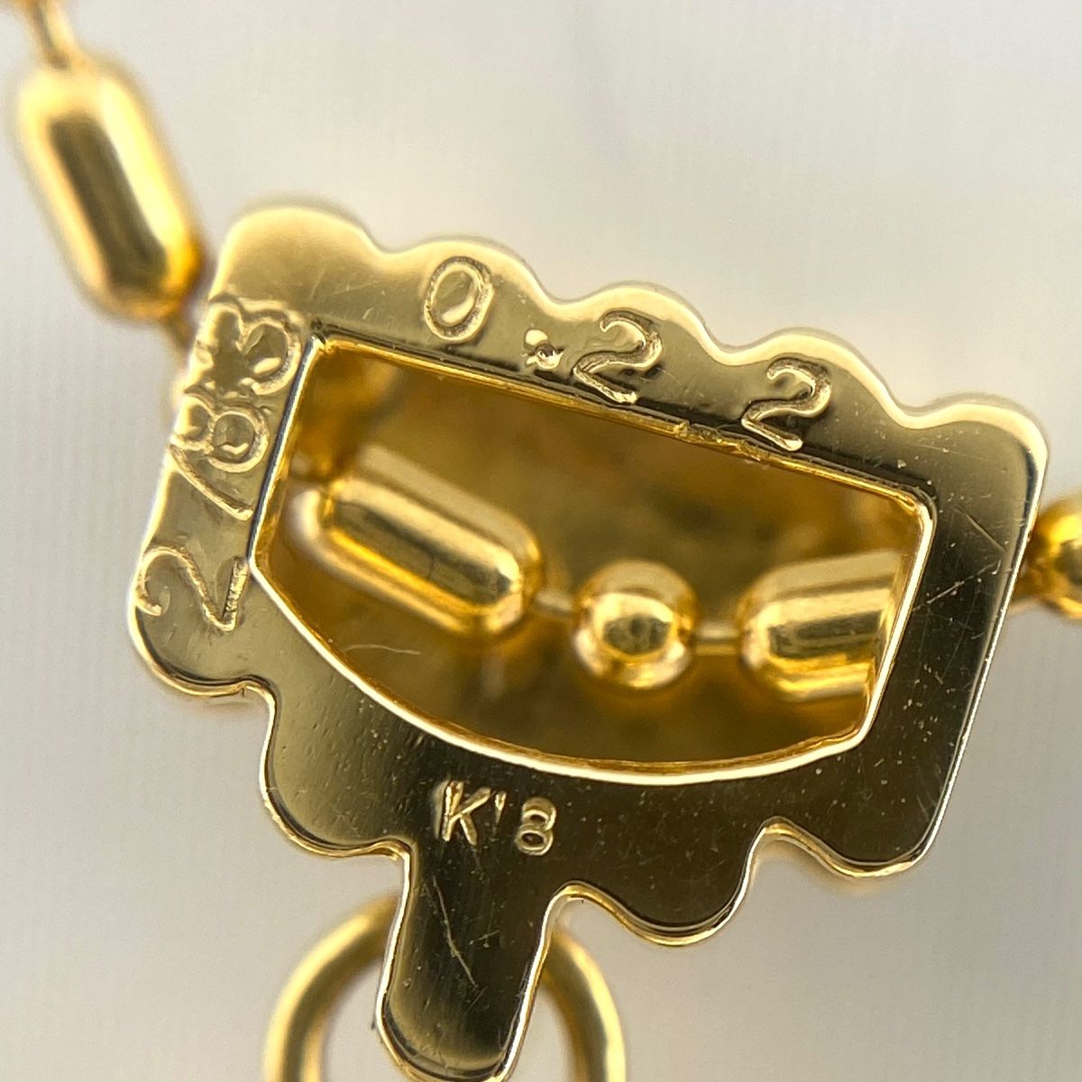 ガーネット デザインネックレス YG イエローゴールド メレダイヤ  