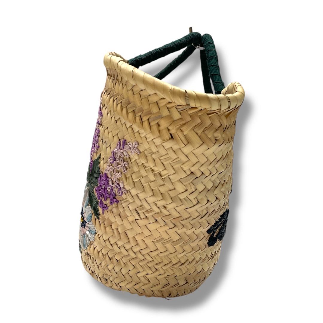 ナナ❗️タグ付き未使用！ケイタマルヤマ　レモンと花のビーズ刺繍付きかごバッグ ナナ❗️タグ付き未使用！ケイタマルヤマ レモンと花のビーズ刺繍付き