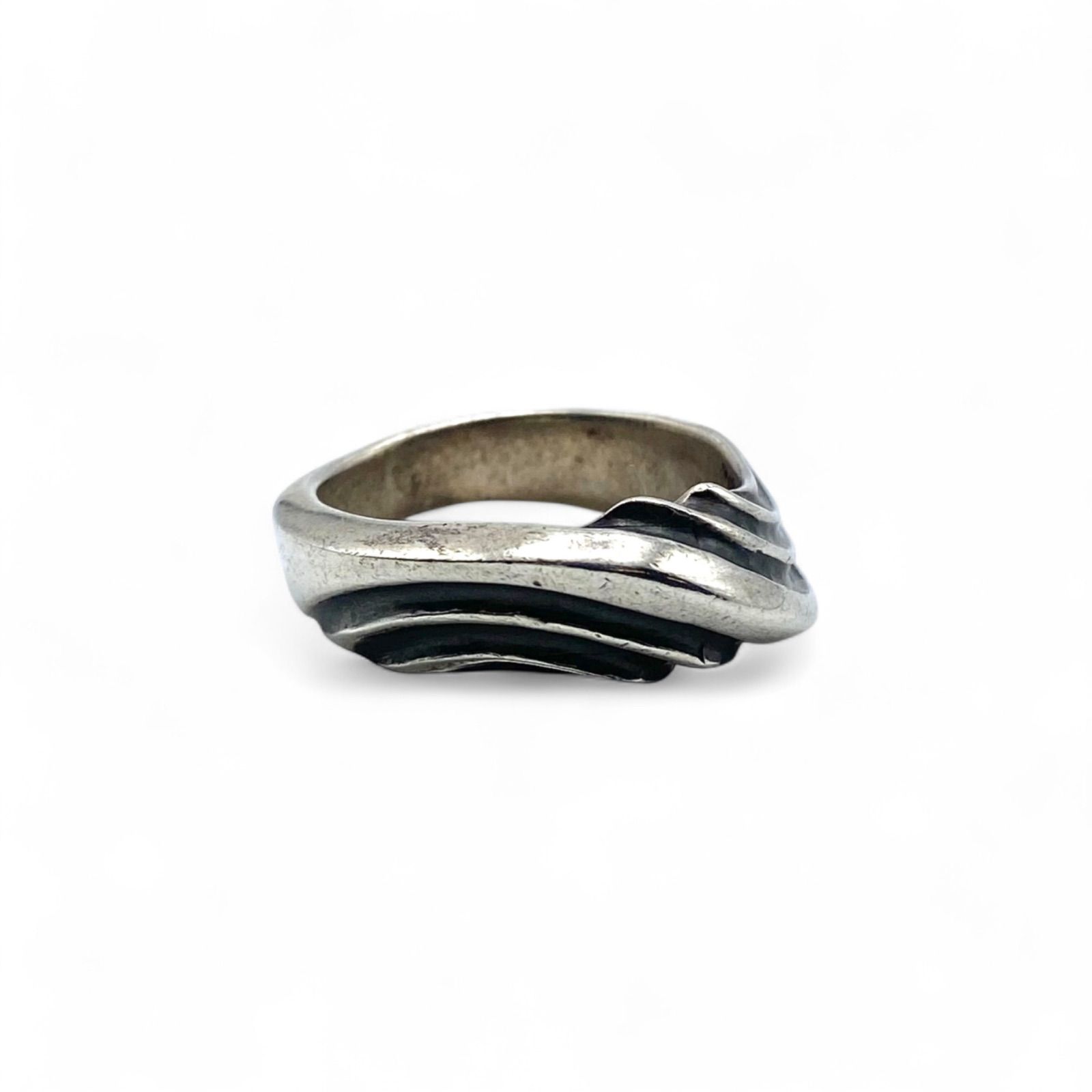 波打つ装飾】ウェーブ Silver 925 刻印 90s Vintage Ring シルバー 