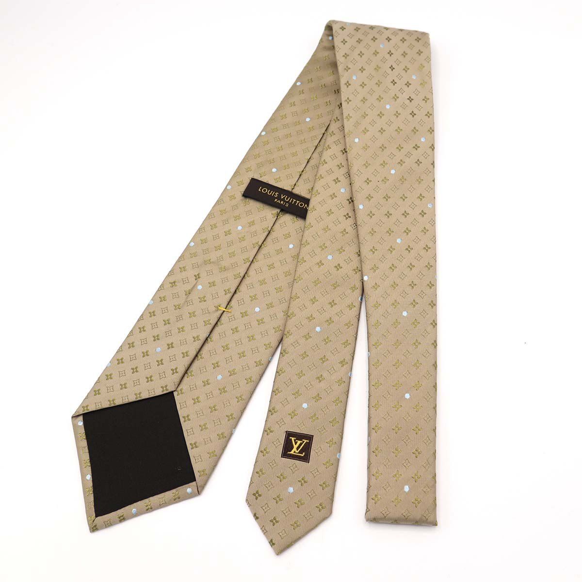 Louis Vuitton ベージュゴールド ドット柄 ネクタイ LOUIS VUITTON