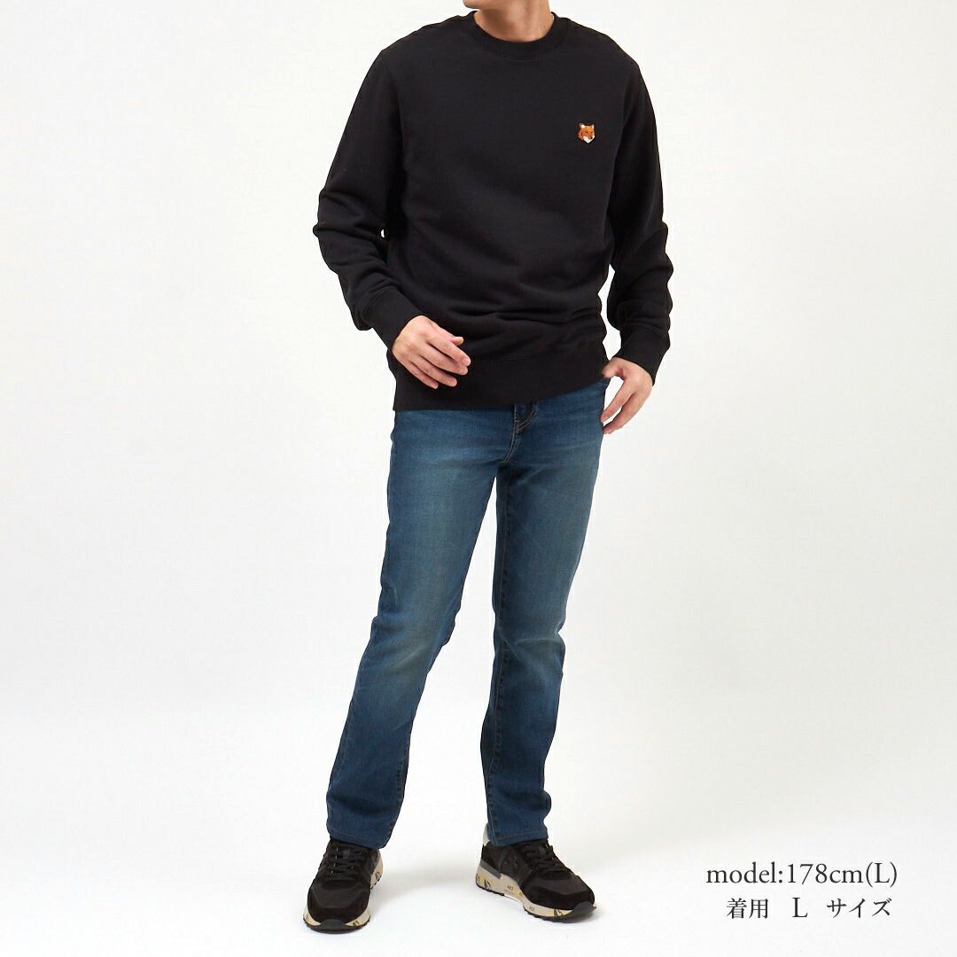 メゾンキツネ MAISON KITSUNE メンズ スウェット トレーナー フォックスヘッド レギュラー スウェットシャツ PM00303KM0340 P199 BLACK