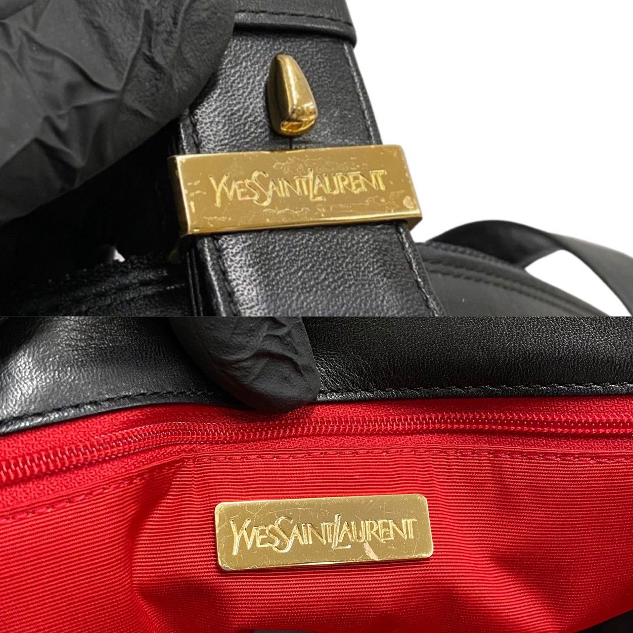 極 美品 希少品 YVES SAINT LAURENT イヴサンローラン ロゴ 金具