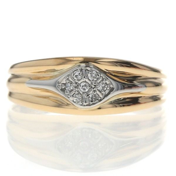 K18YG Pt900 コンビ リング ダイヤモンド 0.05ct 7粒 ひし形 パヴェ