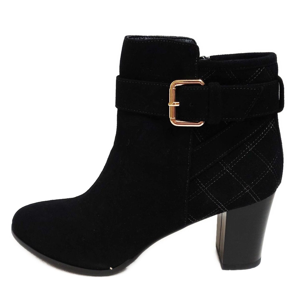 GINZA Kanematsu ギンザカネマツ ショートブーツ 24 レディース - 黒 ステッチ|ベルト