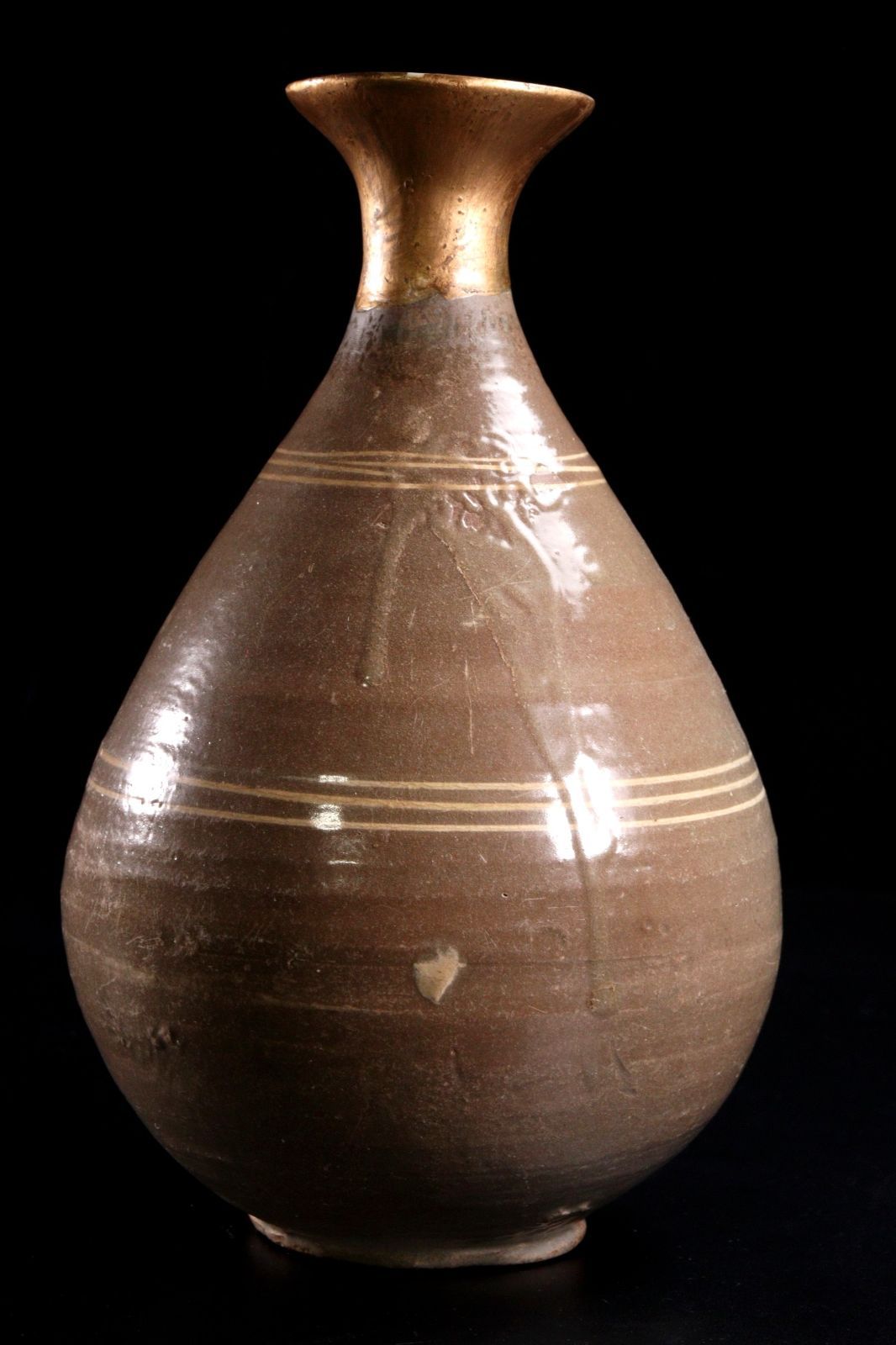 高麗時代 青磁製 環状縞文象嵌花瓶 30cm 徳利 花器 花入 朝鮮古