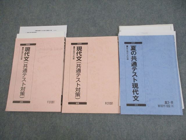 WO12-060 駿台 現代文(共通テスト対策) テキスト通年セット/客観的速読のための現代文読解法一覧付 2020 計3冊 中野芳樹 30S0D