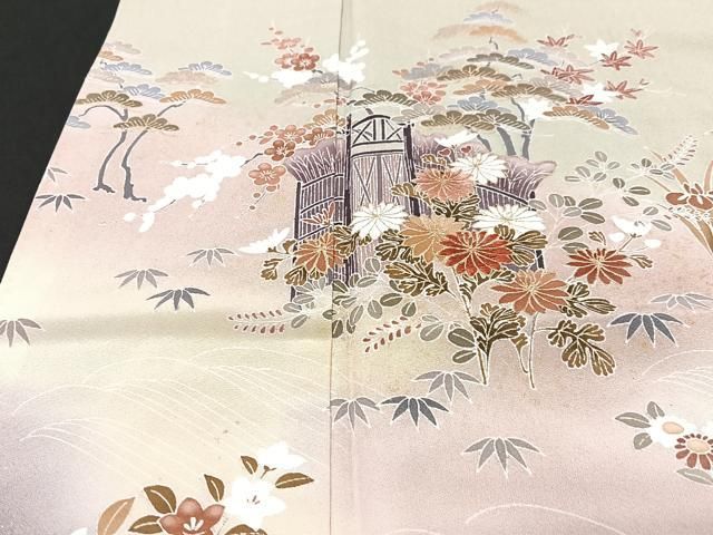 平和屋着物□訪問着 駒刺繍 絞り エ霞鴛鴦枝花文 暈