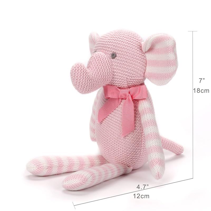 FLUFFYFUN 100% オーガニックコットン 赤ちゃん おもちゃ, ゾウ