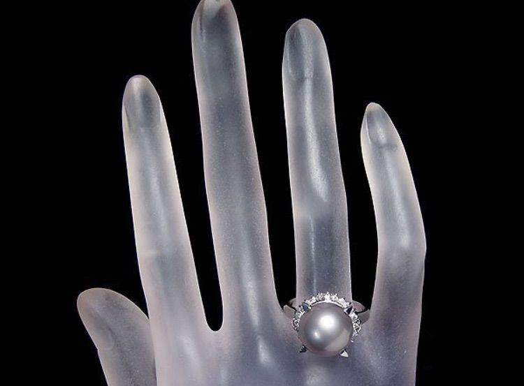 南洋シルバーブラックパール12.3mm＆天然ダイヤ0.33ct