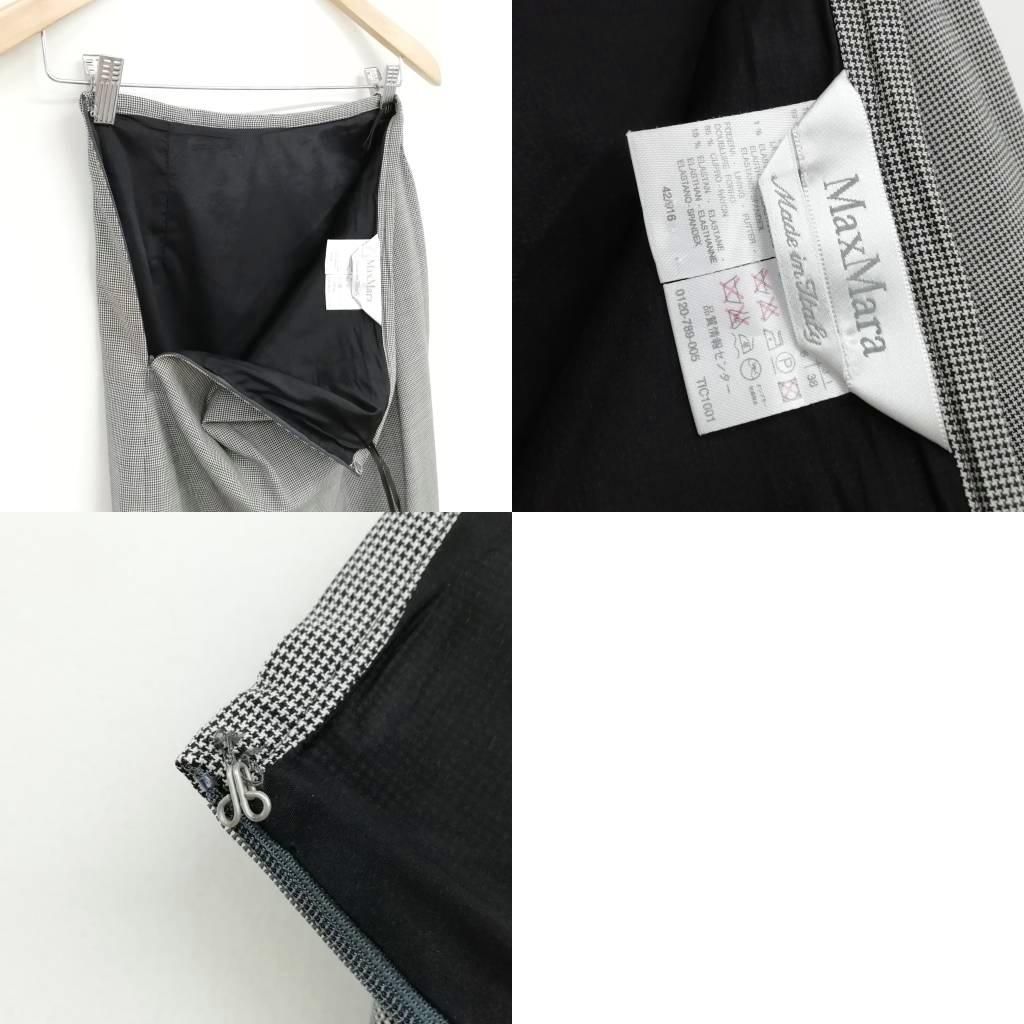 マックスマーラ MAX MARA 白タグ フォーマル スカート スーツ セットアップ ジャケット 千鳥格子 38 グレー系 MAAHADDERANG_COM