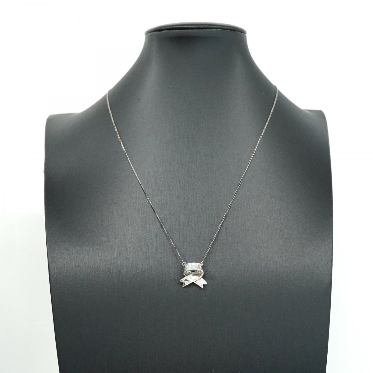 【Tiffany＆Co.】ティファニー　リボンモチーフネックレス　シルバー925 5jgb0527】ティファニー ネックレス リボンモチーフ シルバー925