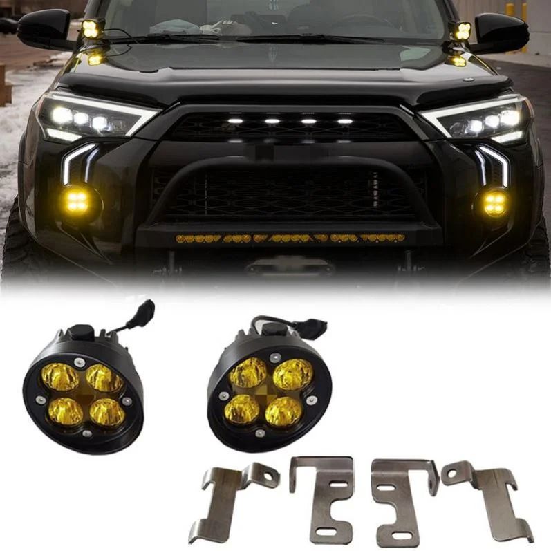 汎用イエローフォグランプ 豊田 4Runner Tacoma Tundra RAV4対応 外装カスタム ABS製 ブラックLYX日替わり