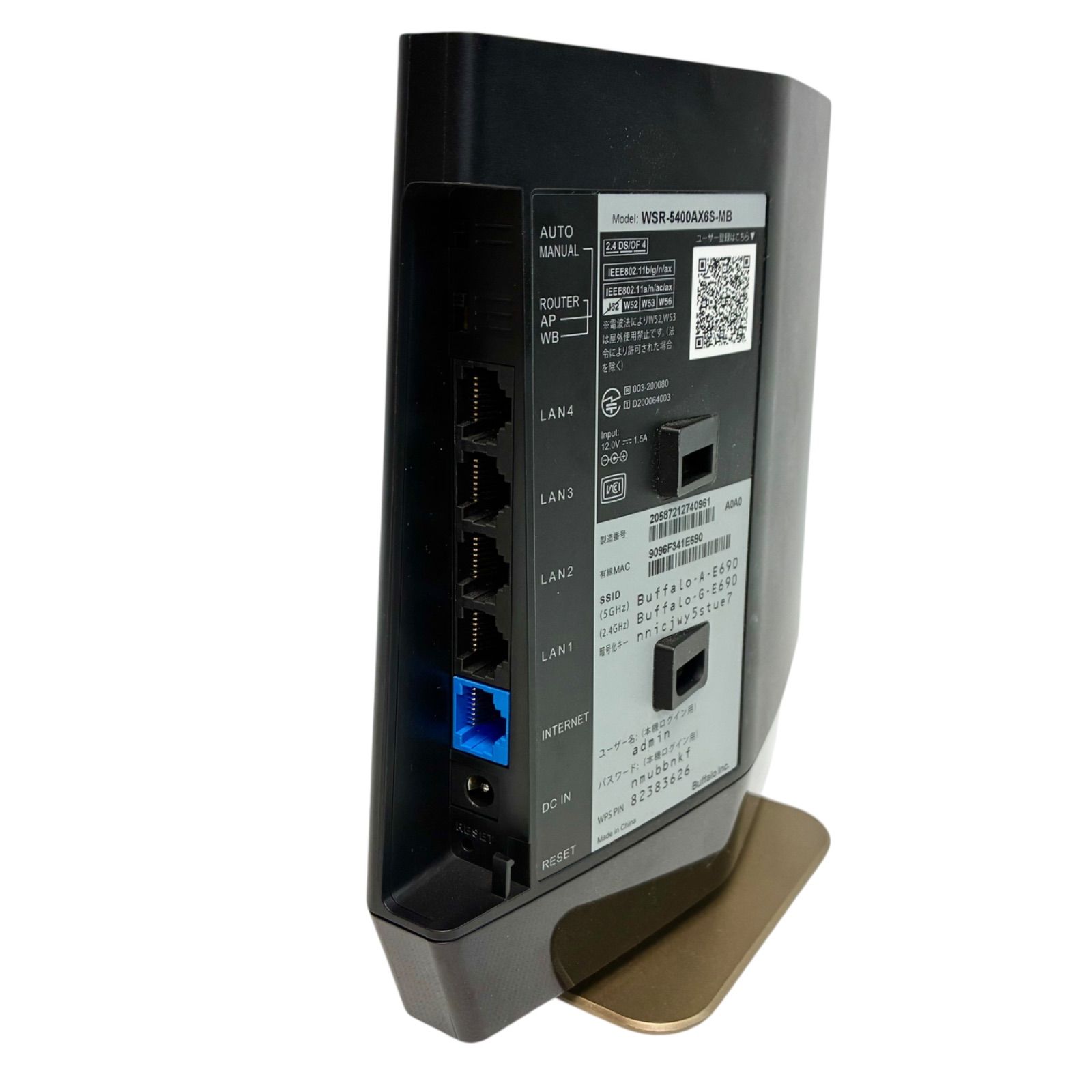 BUFFALO WSR-5400AX6S Wi-Fi 6ルーター used品 BUFFALO WSR