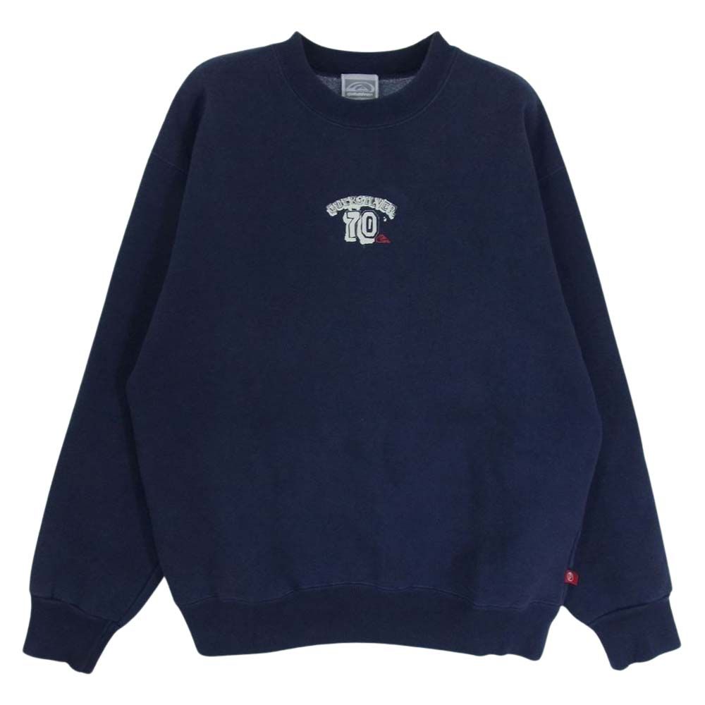 Quiksilver クイックシルバー ロゴ プリント 丸首 クルーネック トレーナー スウェット ネイビー系 S【中古】