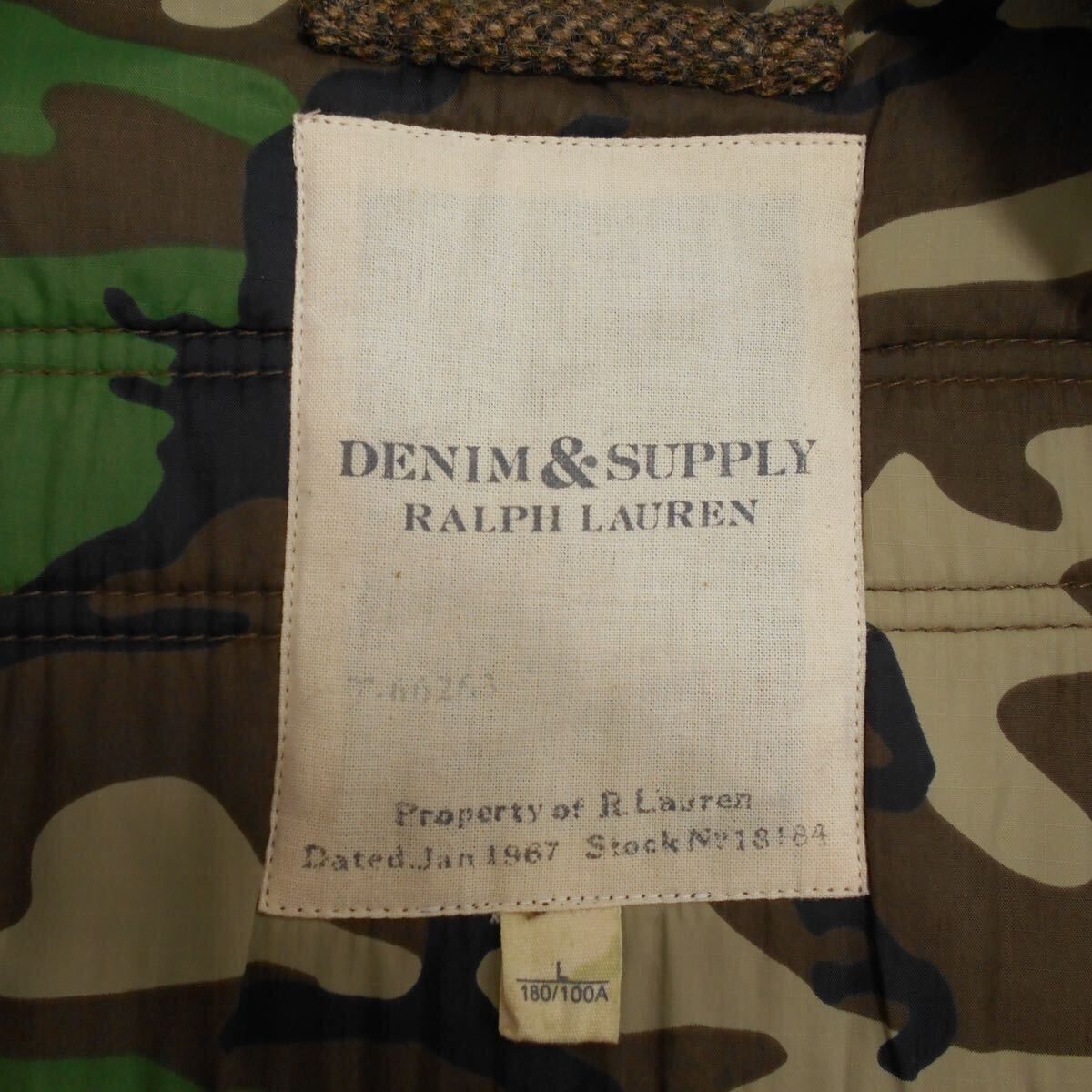 Denim & Supply Ralph Lauren デニムアンドサプライラルフローレン ツイード ベスト 裏地迷彩 TAONジップ ウール 中綿 L 10117659