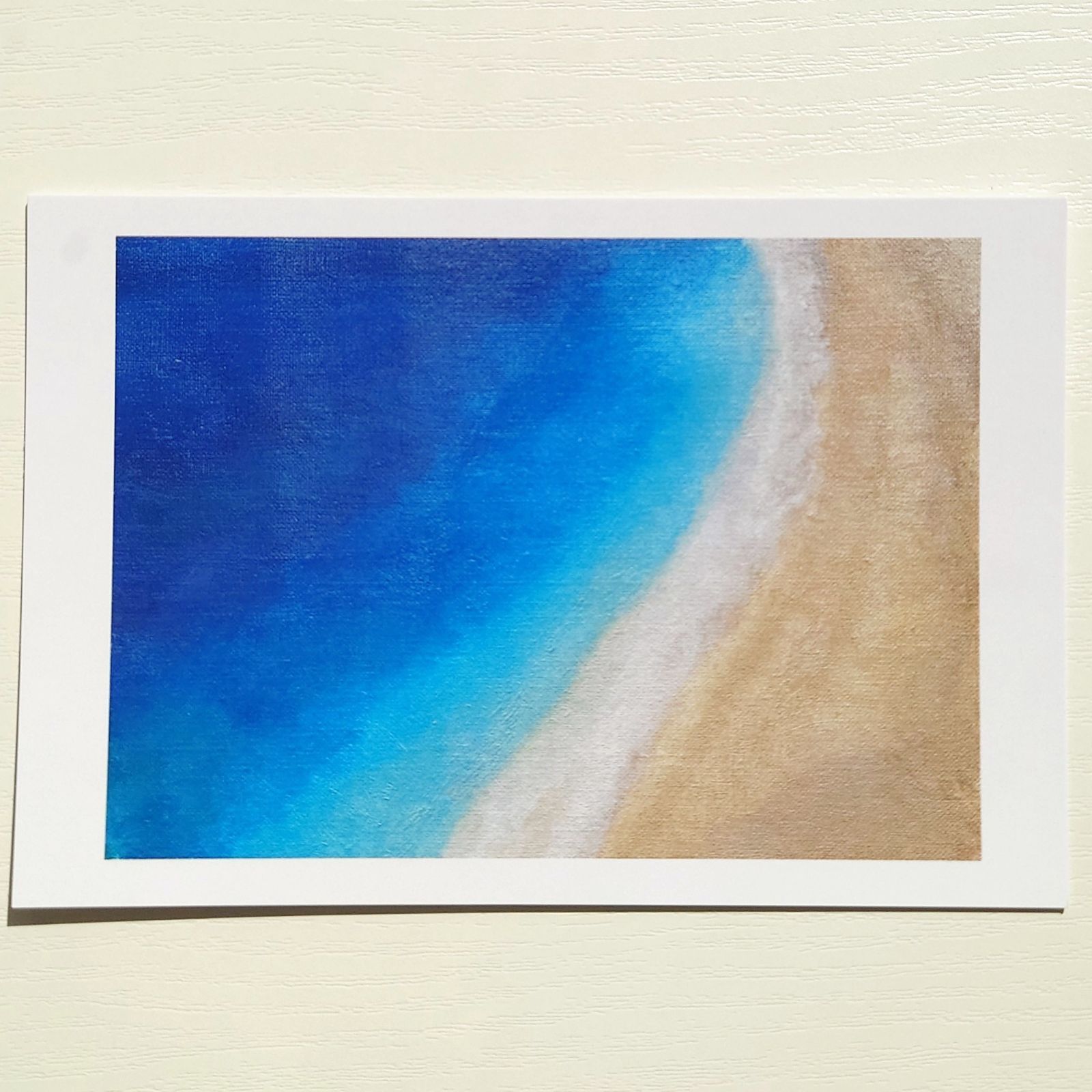 ポストカード 絵 油絵 油彩画 絵画 海の絵 ビーチの絵 砂浜の絵 沖縄の