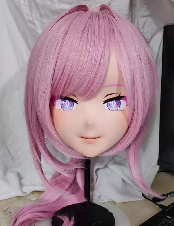 ハーフマスク ウィッグ付き 眼球付 青 樹脂製 コスプレマスク 着ぐるみ 美少女 ハーフマスク ウィッグ付き 眼球付 青 樹脂製 コスプレマスク