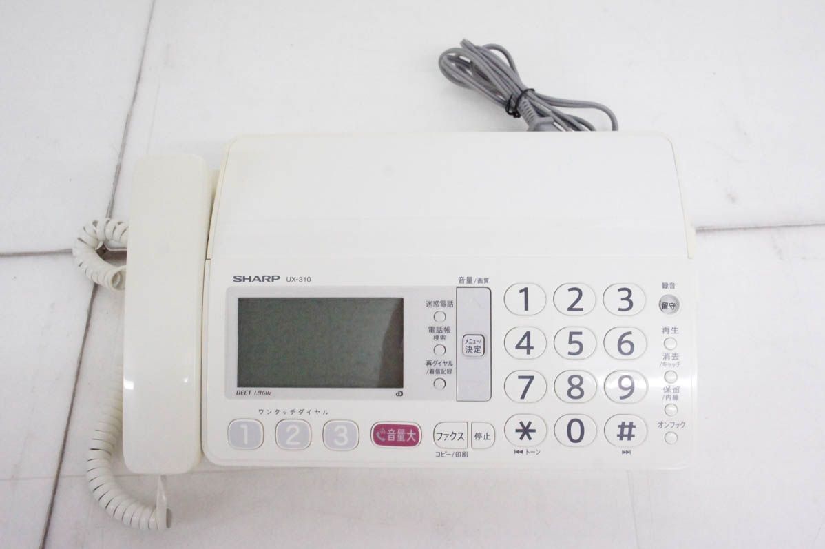中古】 SHARP シャープ デジタルコードレスFAX 子機1台付き ホワイト系  