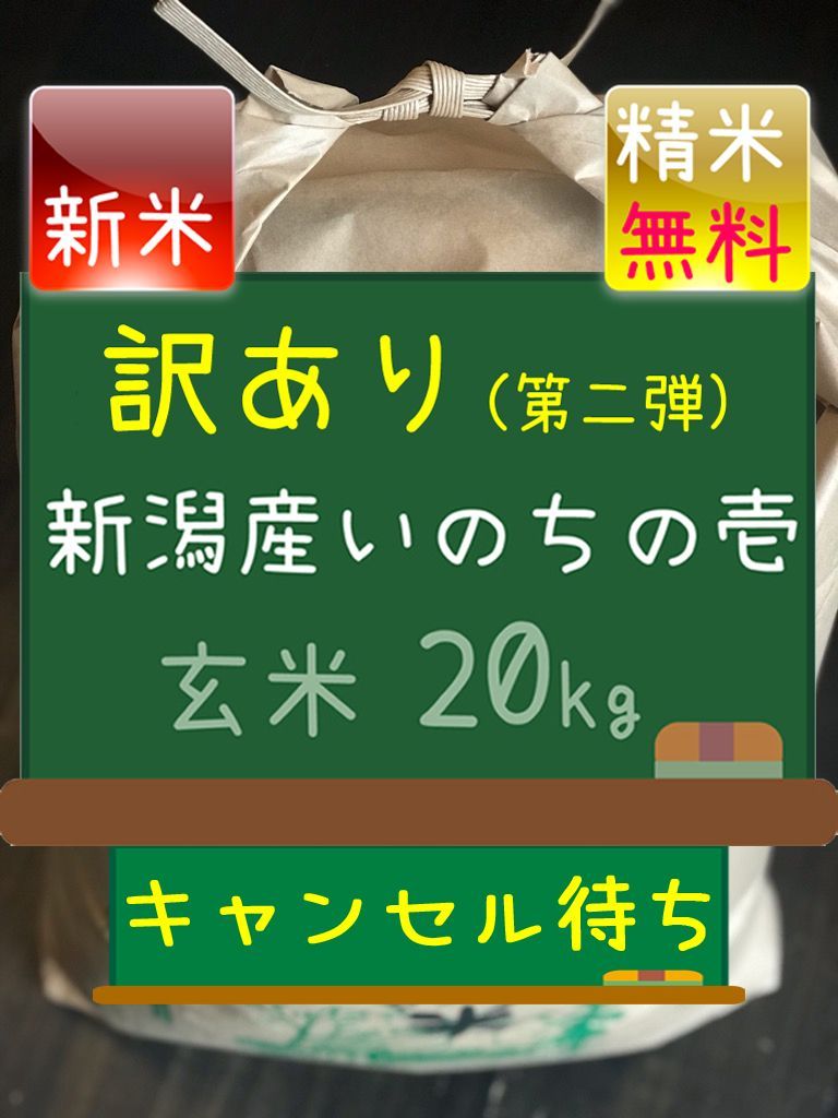 2.1～2.2㎜選抜 B品いのちの壱 玄米20kgキャンセル待ち