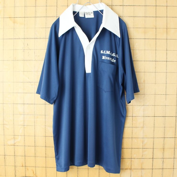 70s 80s USA製 MARK FORE ポリエステル オープンカラー