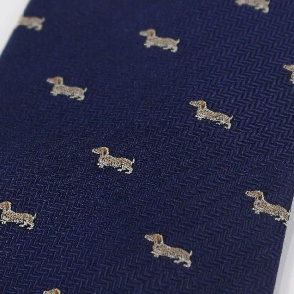 富士桜工房 kawaii ダックスフント 犬 紺 日本製 シルクジャカード 